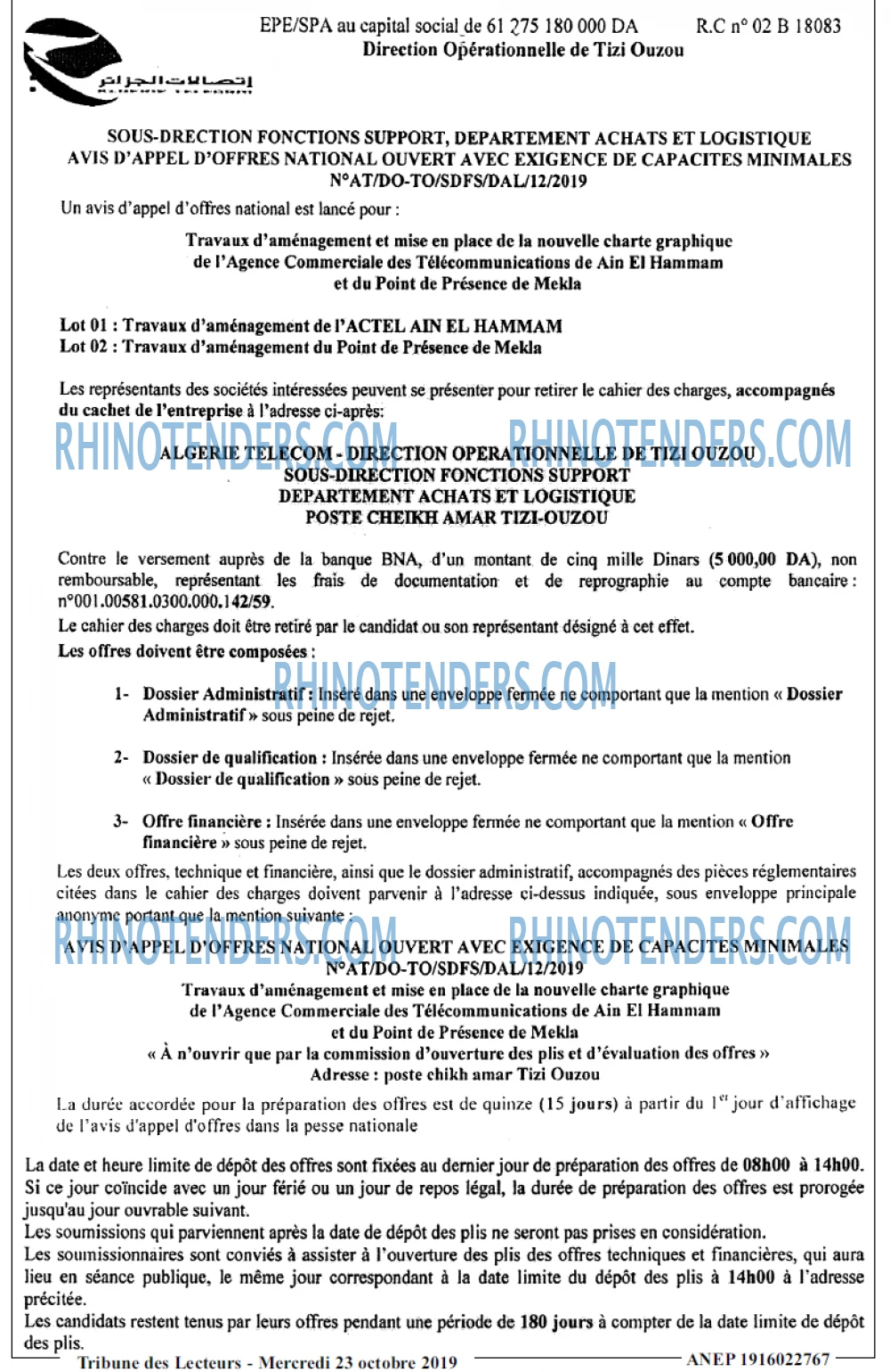 TRIBUNE DES LECTEURS