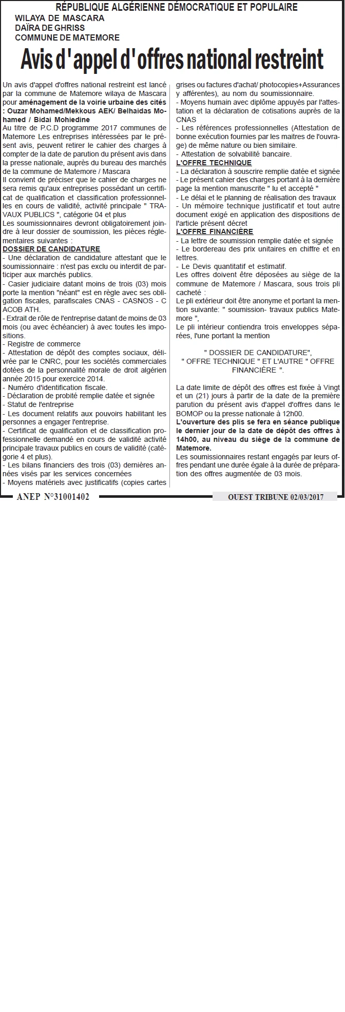 ouest TRIBUNE