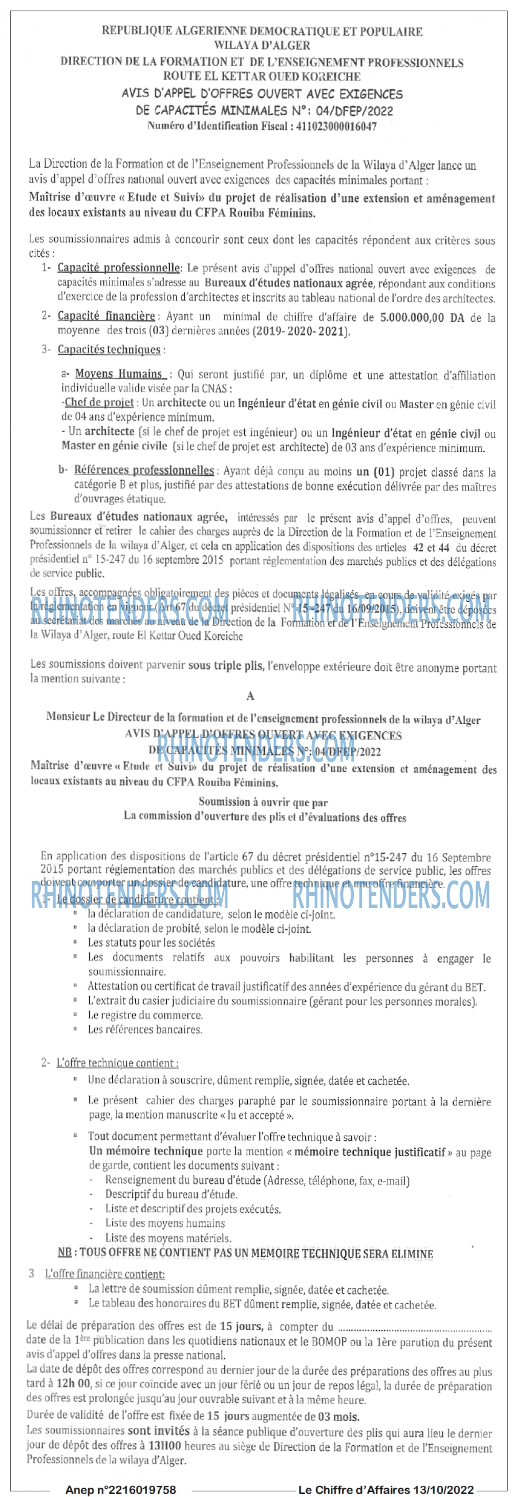 Le Chiffre d'Affaires