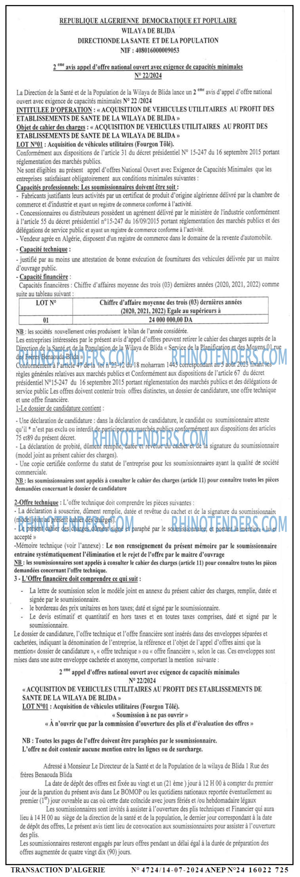 TRANSACTION D'ALGERIE