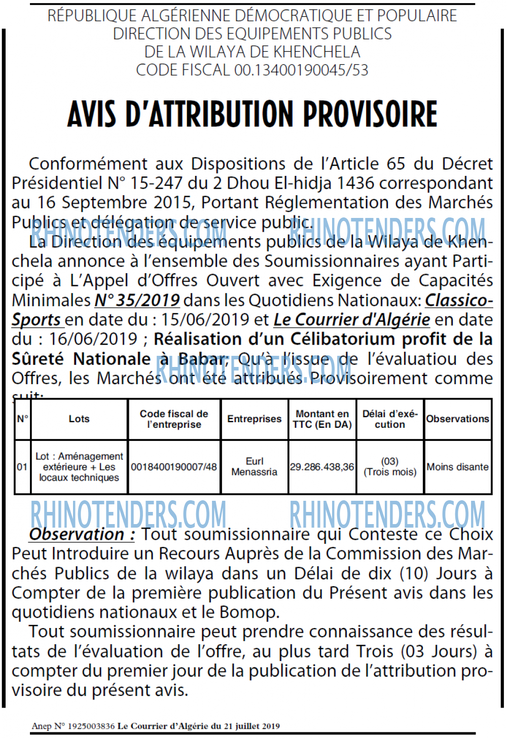 Le Courrier d'Algerie