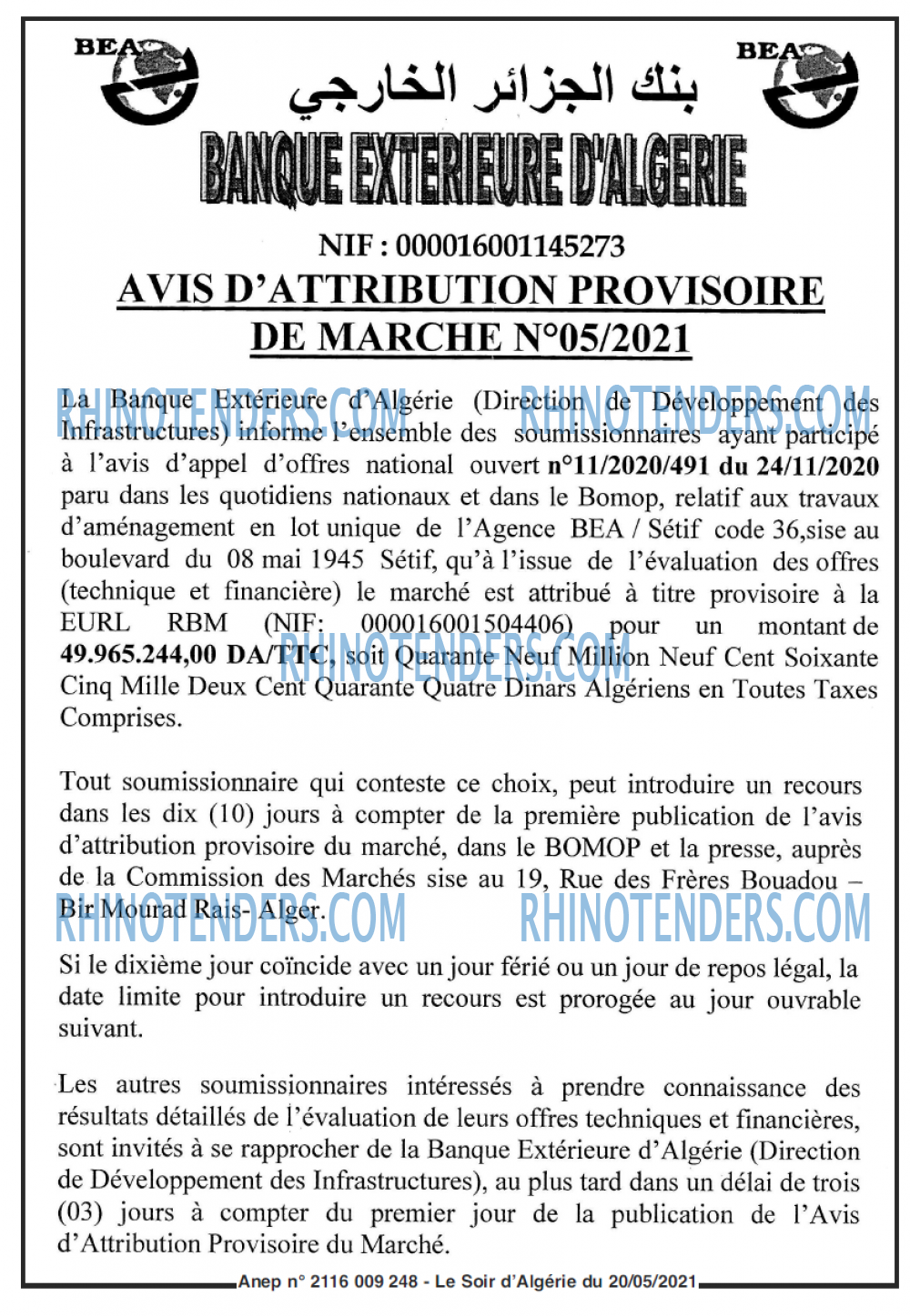 LE SOIR D'ALGERIE