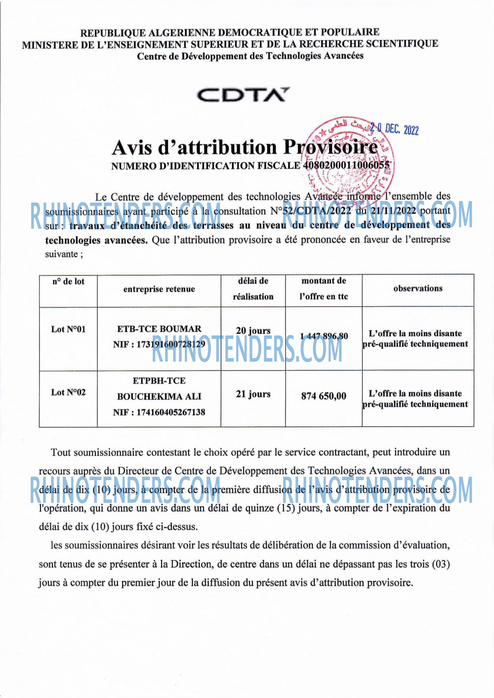 CDTA - Centre De Développement Des Technologies Avancées