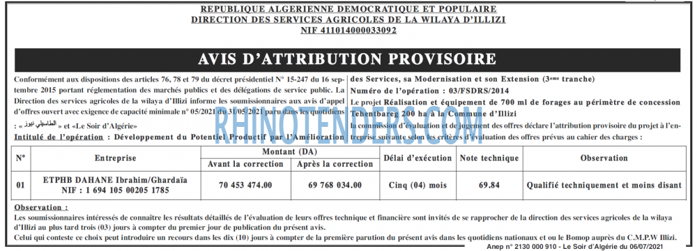 LE SOIR D'ALGERIE