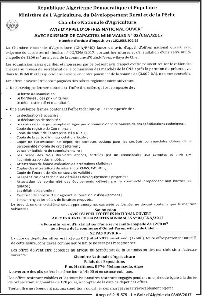 LE SOIR D'ALGERIE