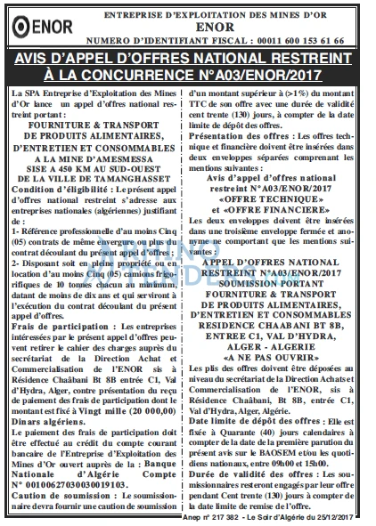 LE SOIR D'ALGERIE