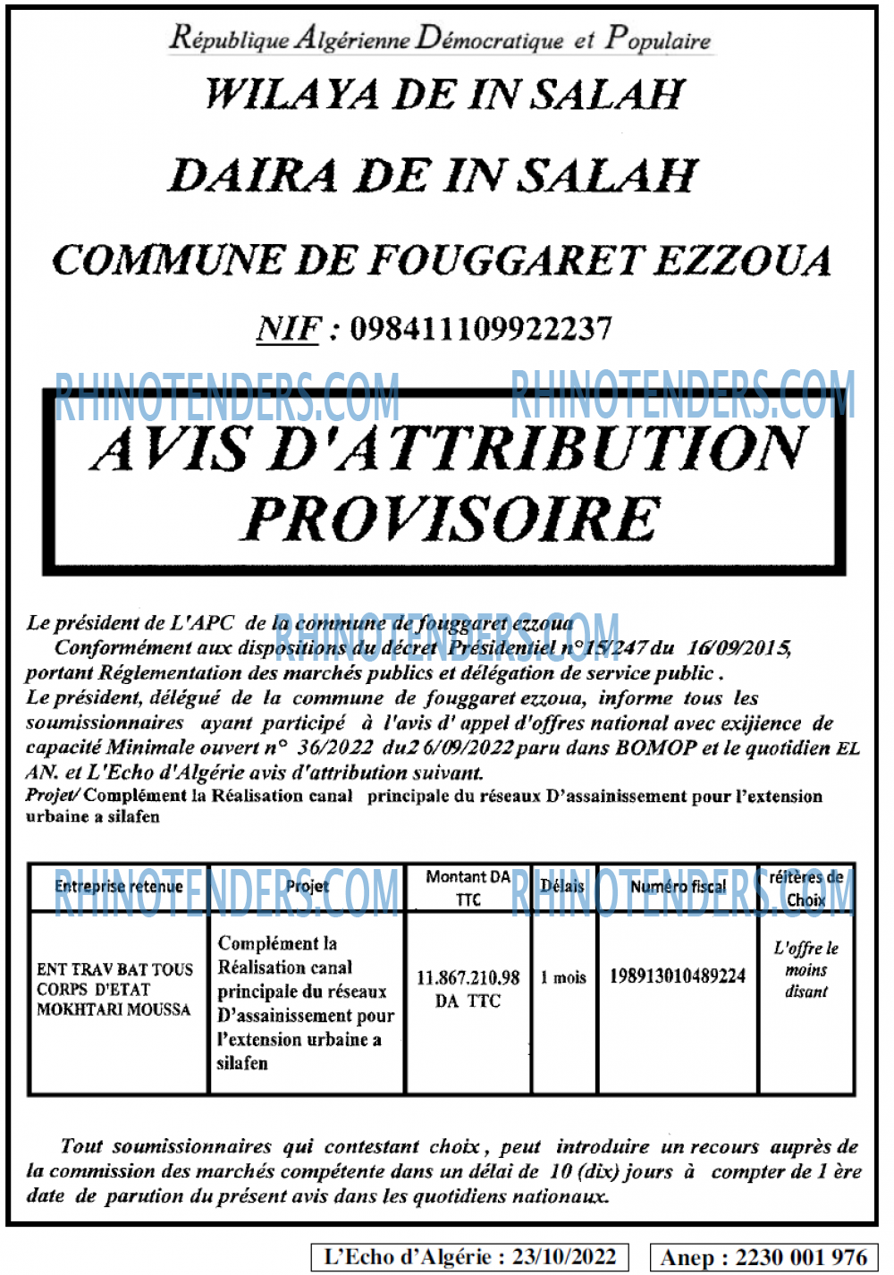 L'ECHO D'ALGERIE