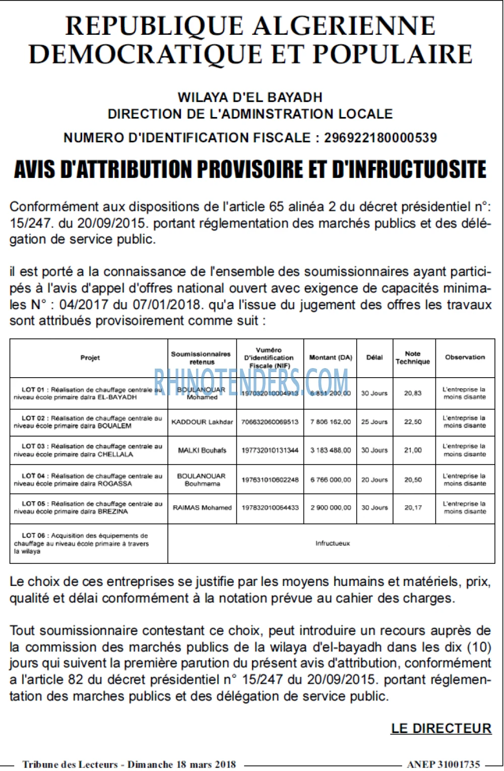 TRIBUNE DES LECTEURS