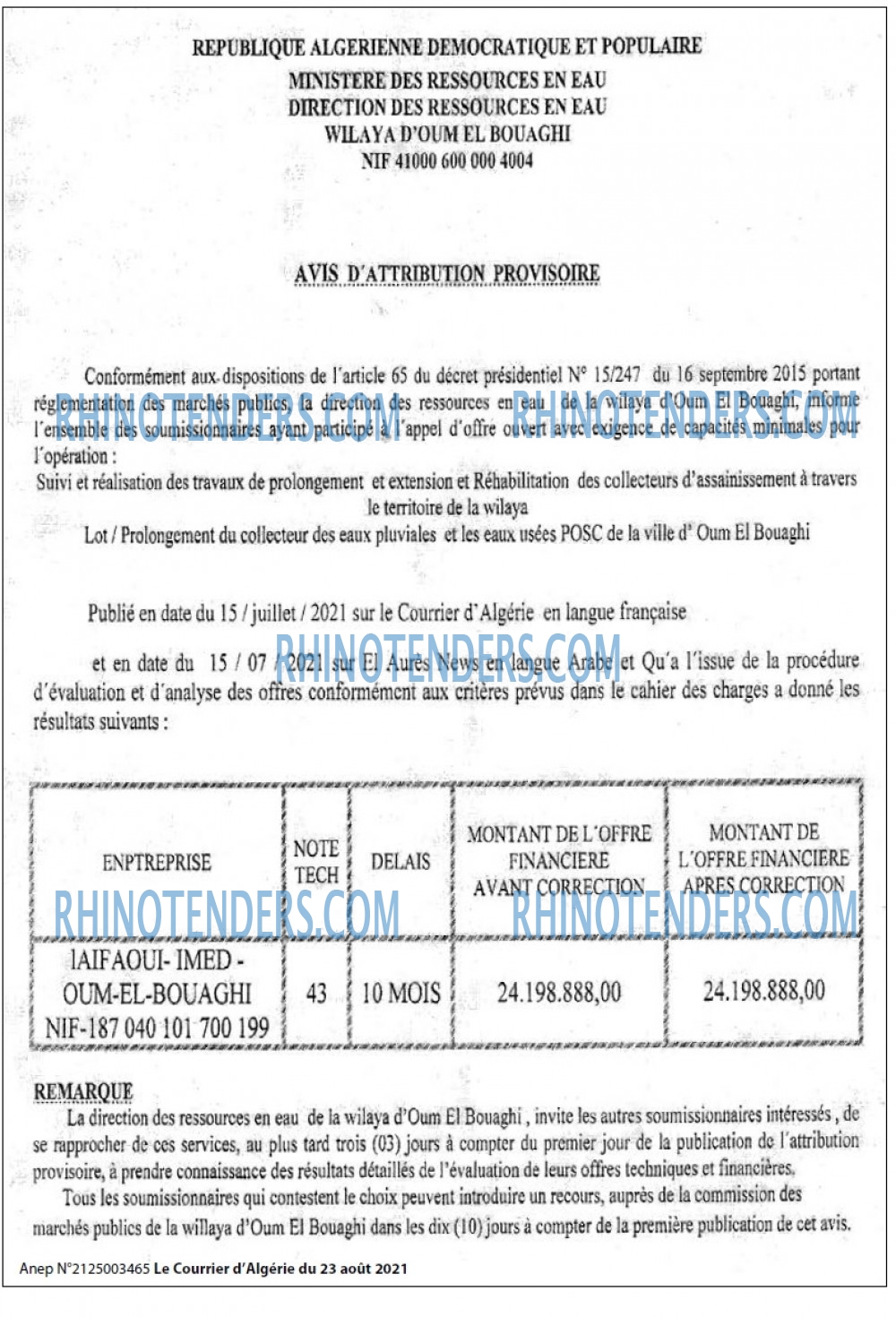 Le Courrier d'Algerie