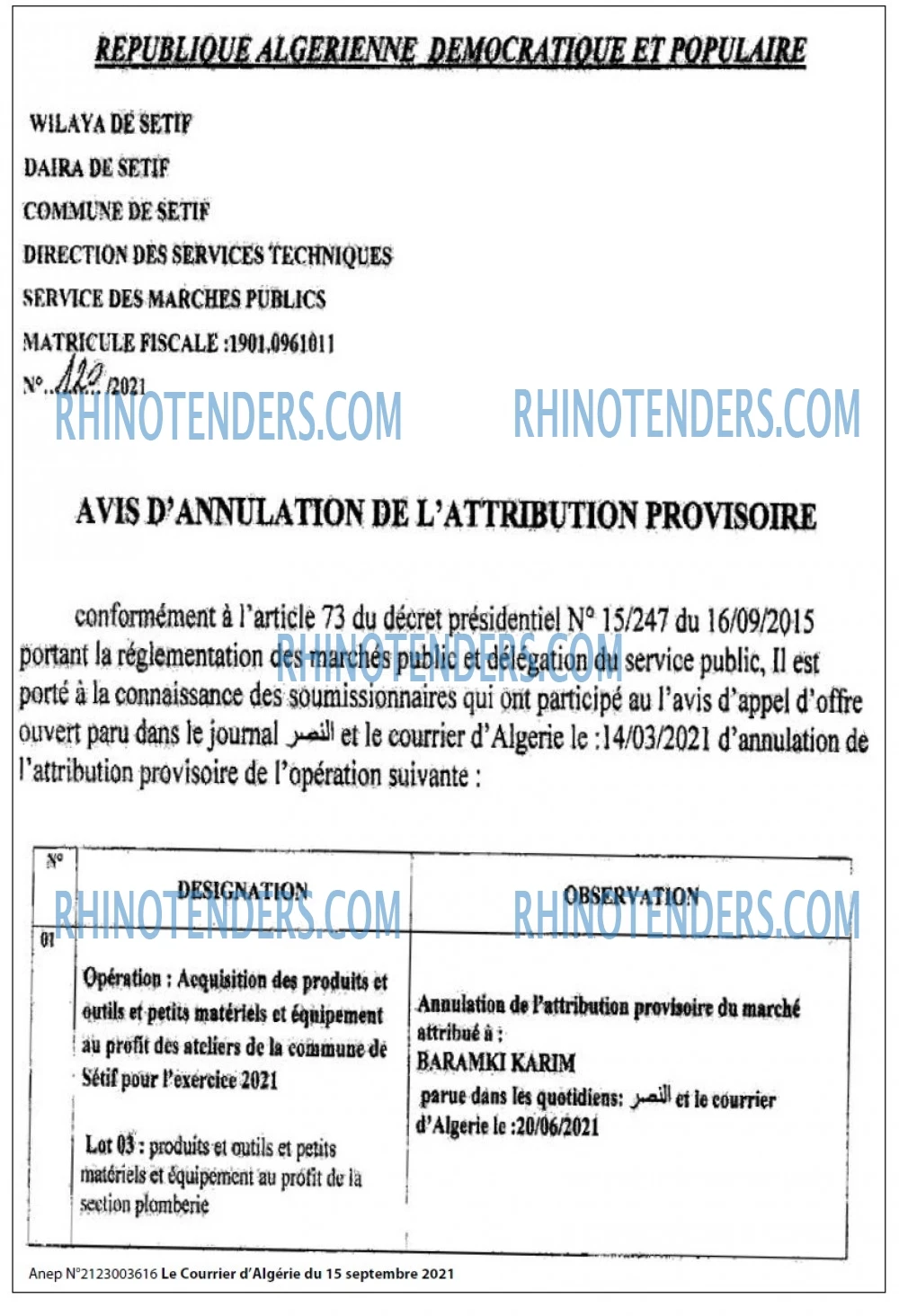 Le Courrier d'Algerie