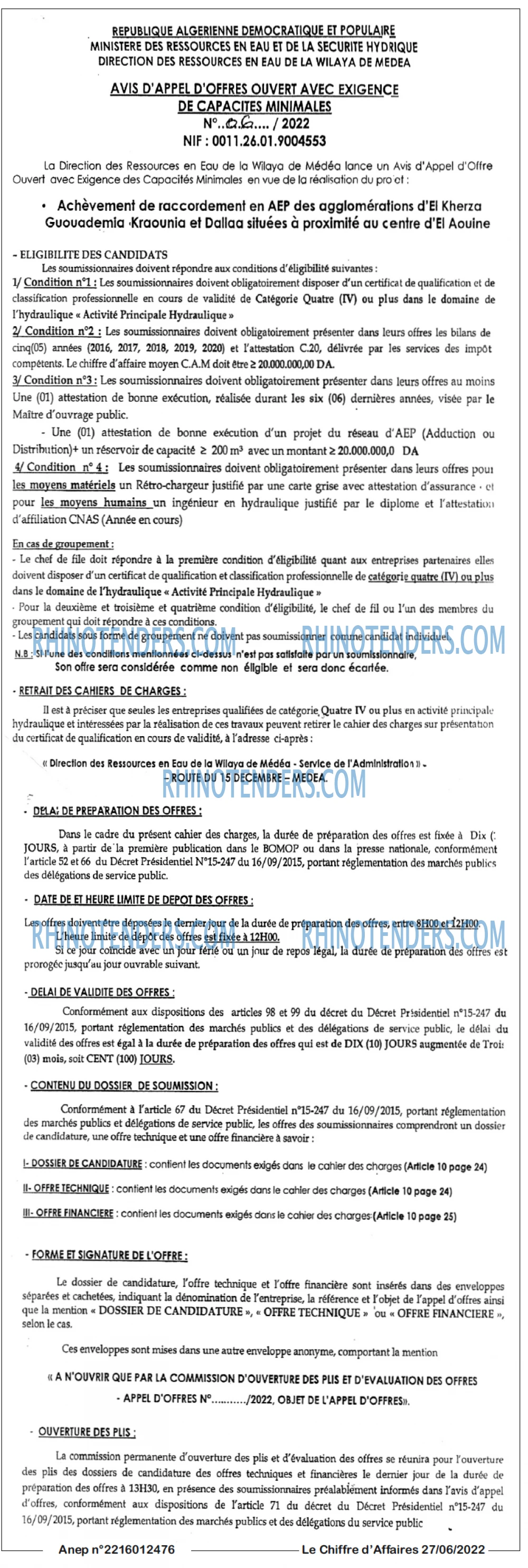 Le Chiffre d'Affaires