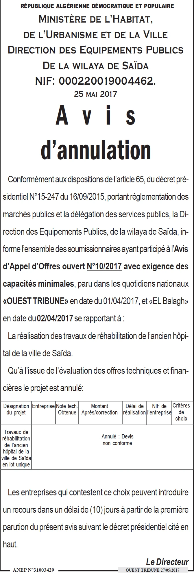 ouest TRIBUNE