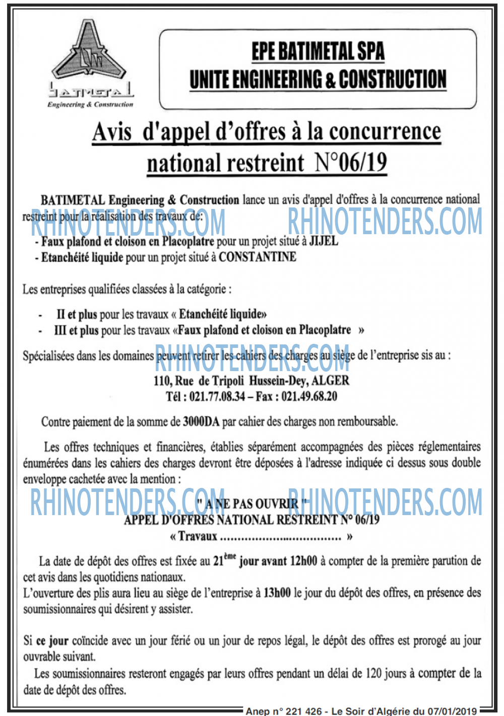 LE SOIR D'ALGERIE
