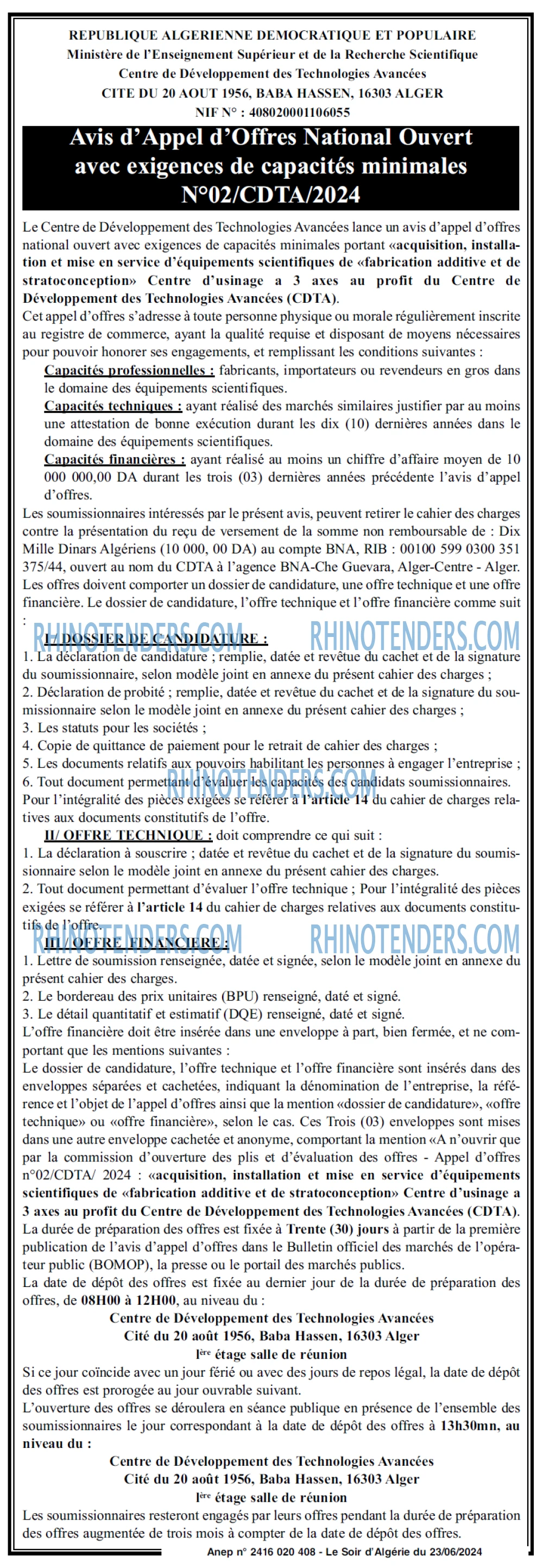 LE SOIR D'ALGERIE
