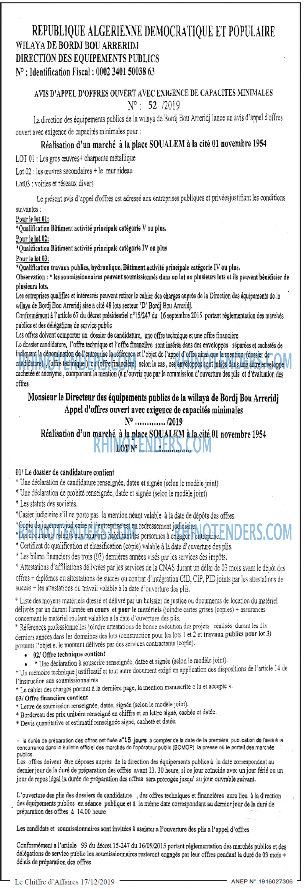 Le Chiffre d'Affaires
