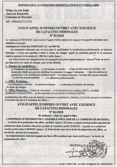 LE SOIR D'ALGERIE