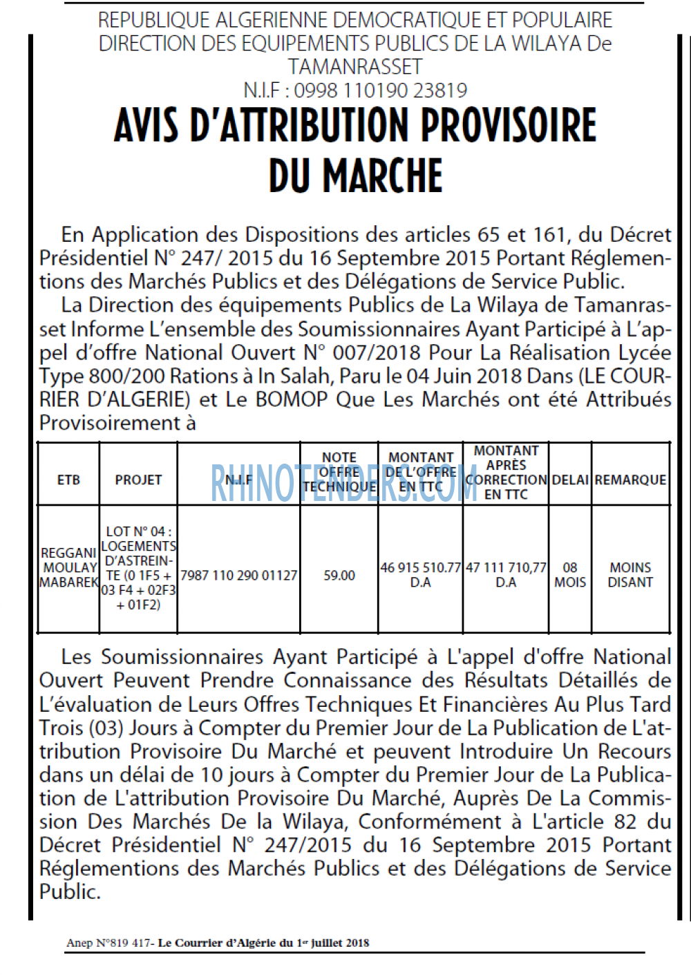 Le Courrier d'Algerie