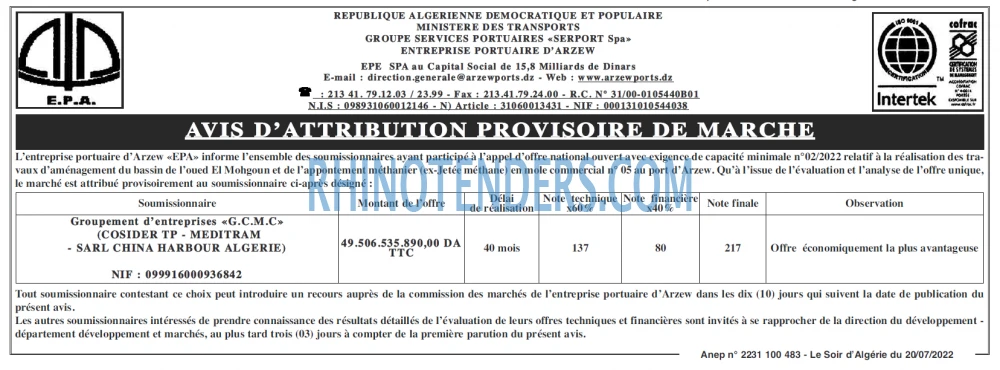 LE SOIR D'ALGERIE