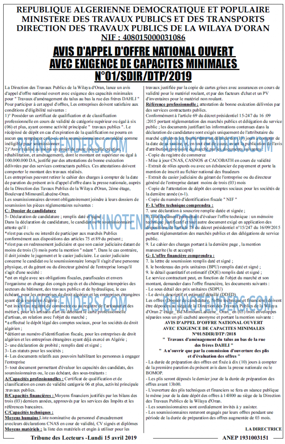 TRIBUNE DES LECTEURS
