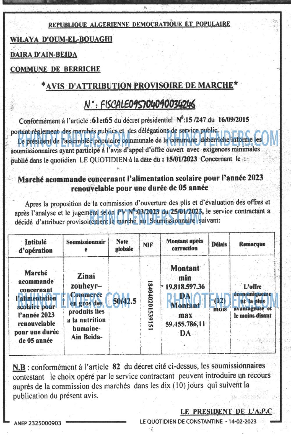 LE QUOTIDIEN DE CONSTANTINE