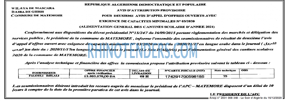 LE SOIR D'ALGERIE