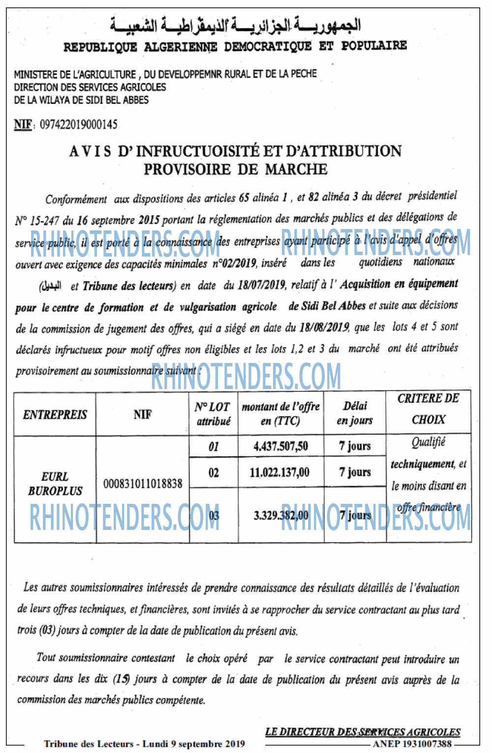 TRIBUNE DES LECTEURS