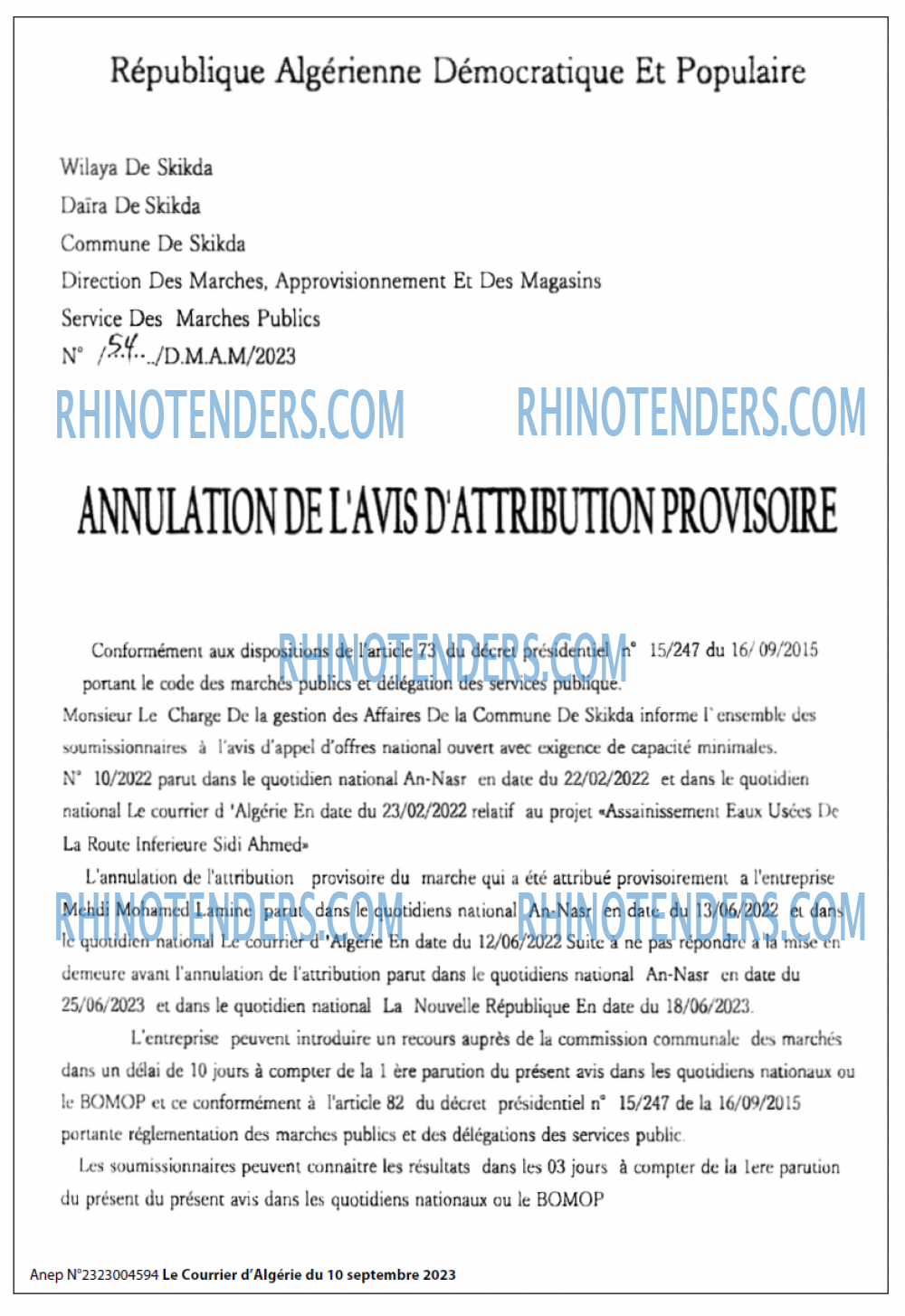 Le Courrier d'Algerie