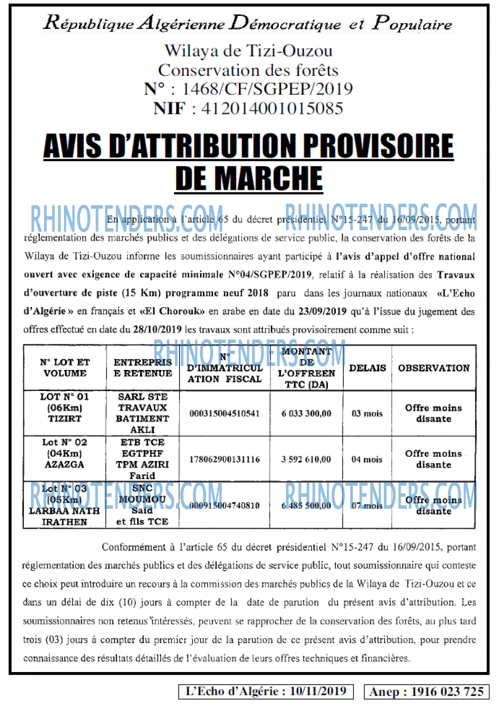 L'ECHO D'ALGERIE