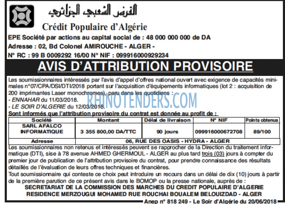 LE SOIR D'ALGERIE