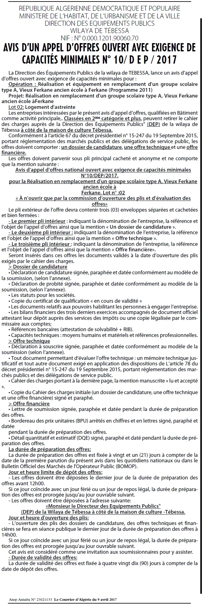 Le Courrier d'Algerie