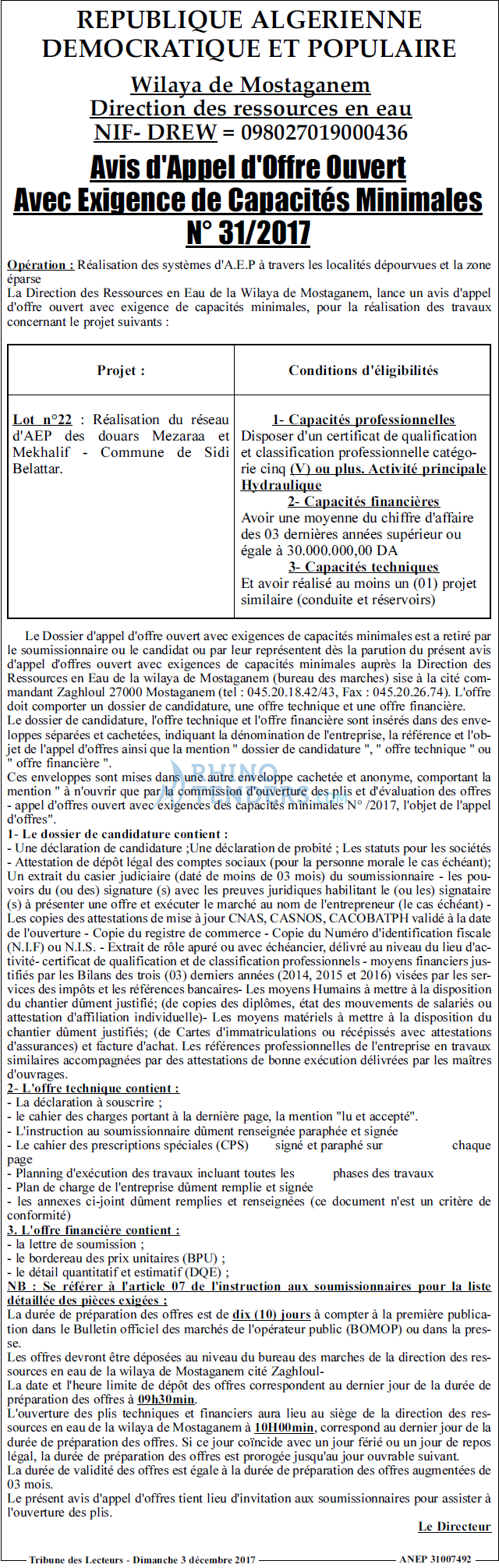 TRIBUNE DES LECTEURS
