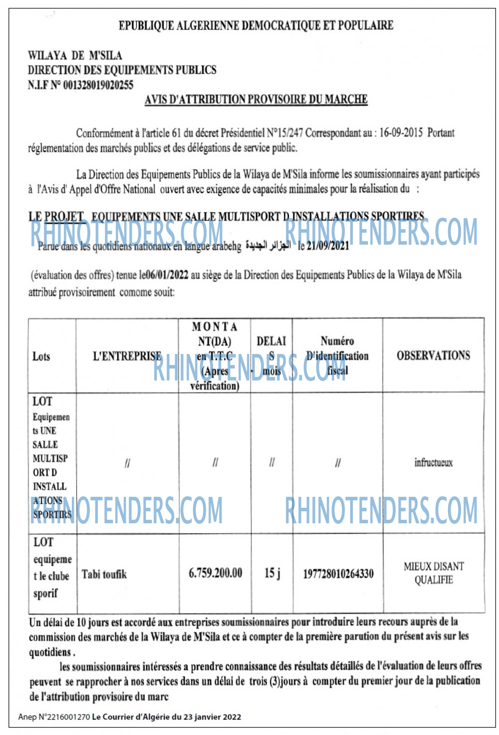 Le Courrier d'Algerie