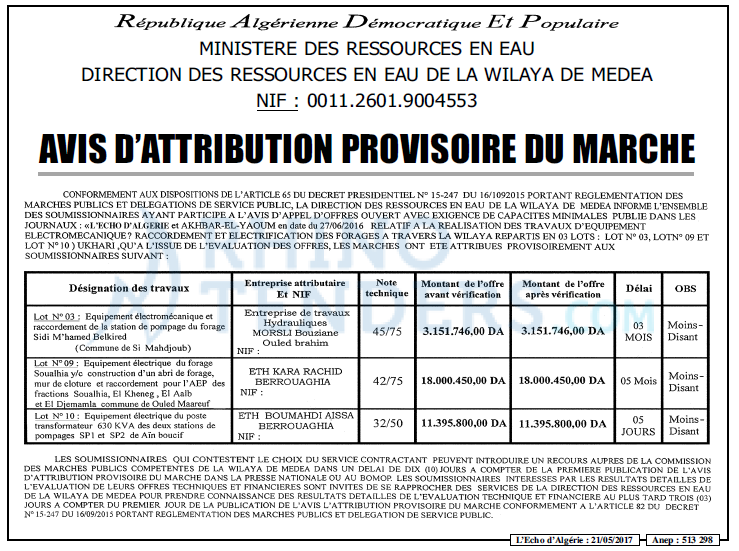 L'ECHO D'ALGERIE