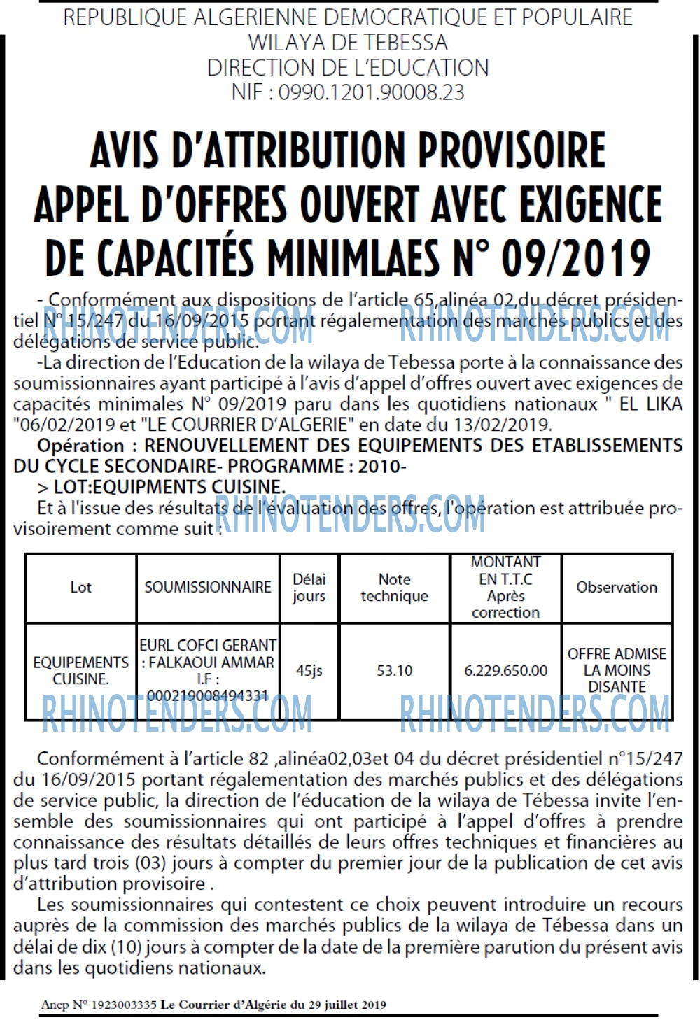 Le Courrier d'Algerie