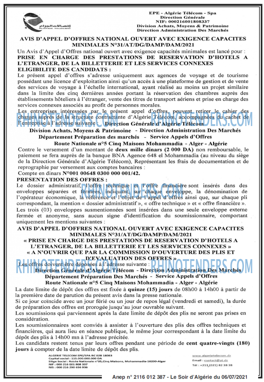 LE SOIR D'ALGERIE