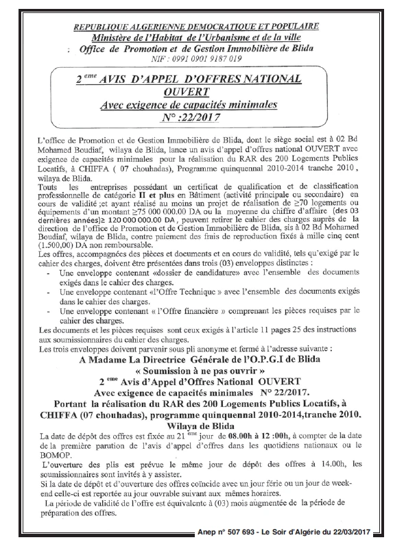 LE SOIR D'ALGERIE