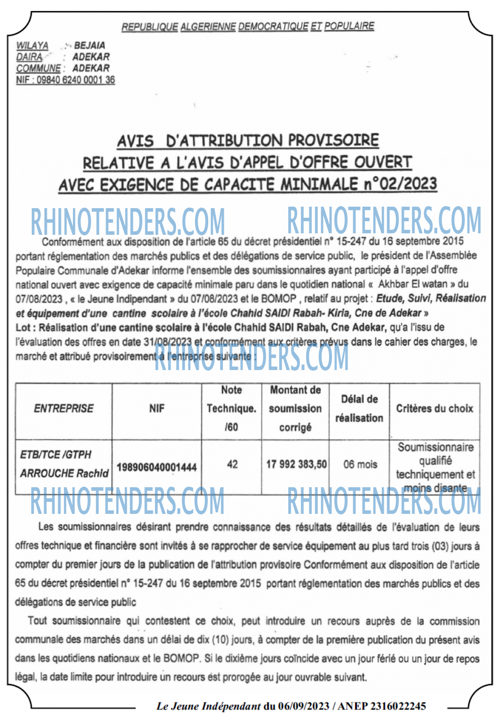 Le jeune indépendant