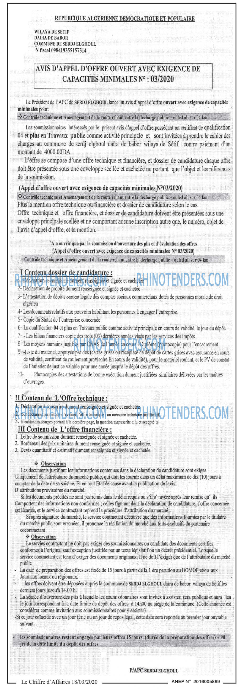 Le Chiffre d'Affaires