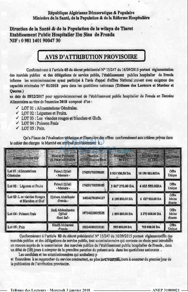 TRIBUNE DES LECTEURS