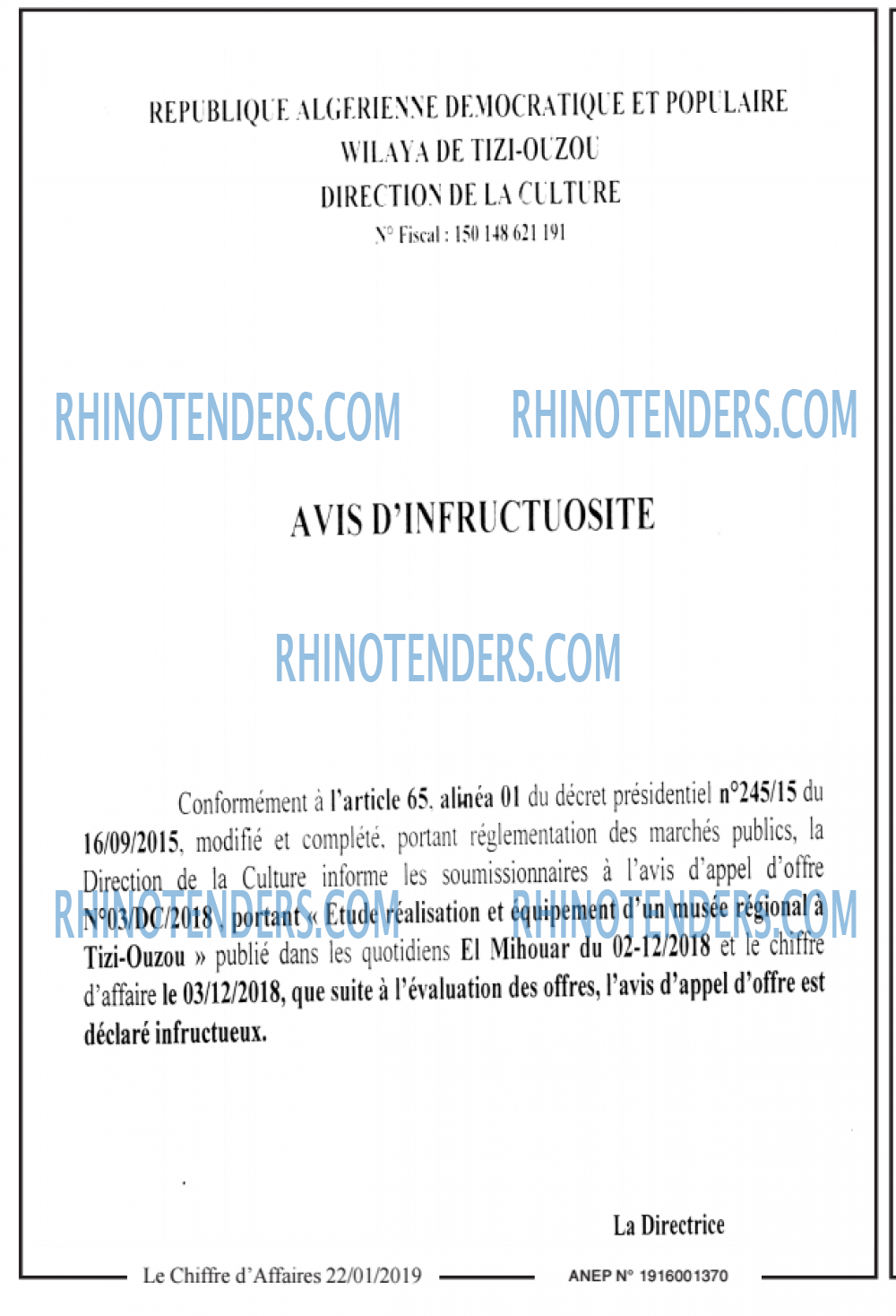 Le Chiffre d'Affaires