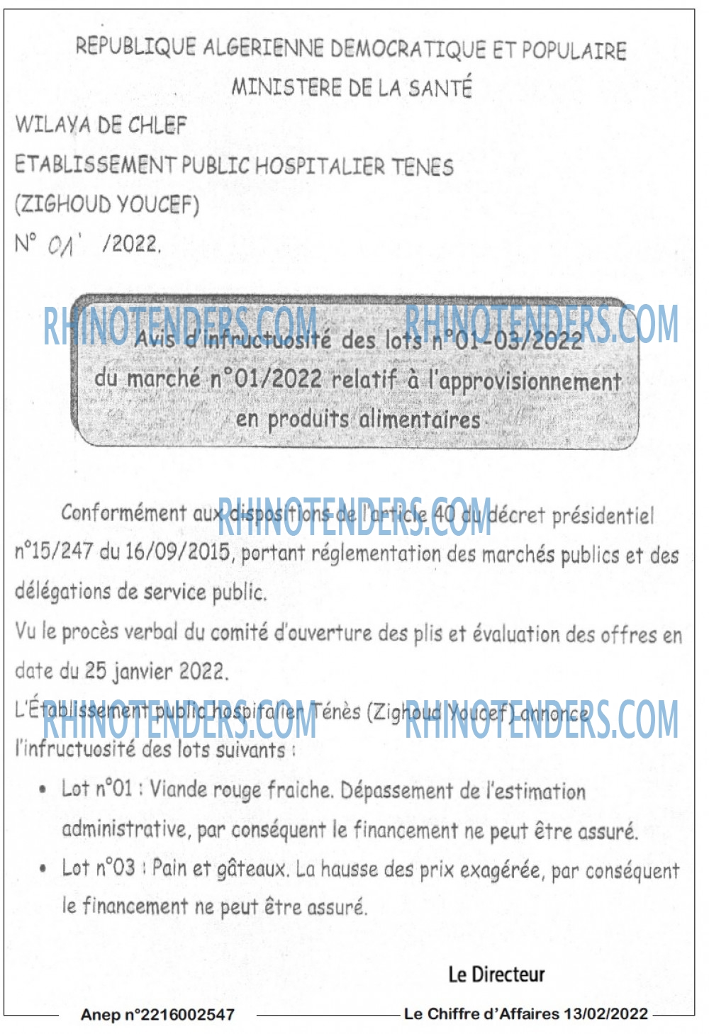 Le Chiffre d'Affaires