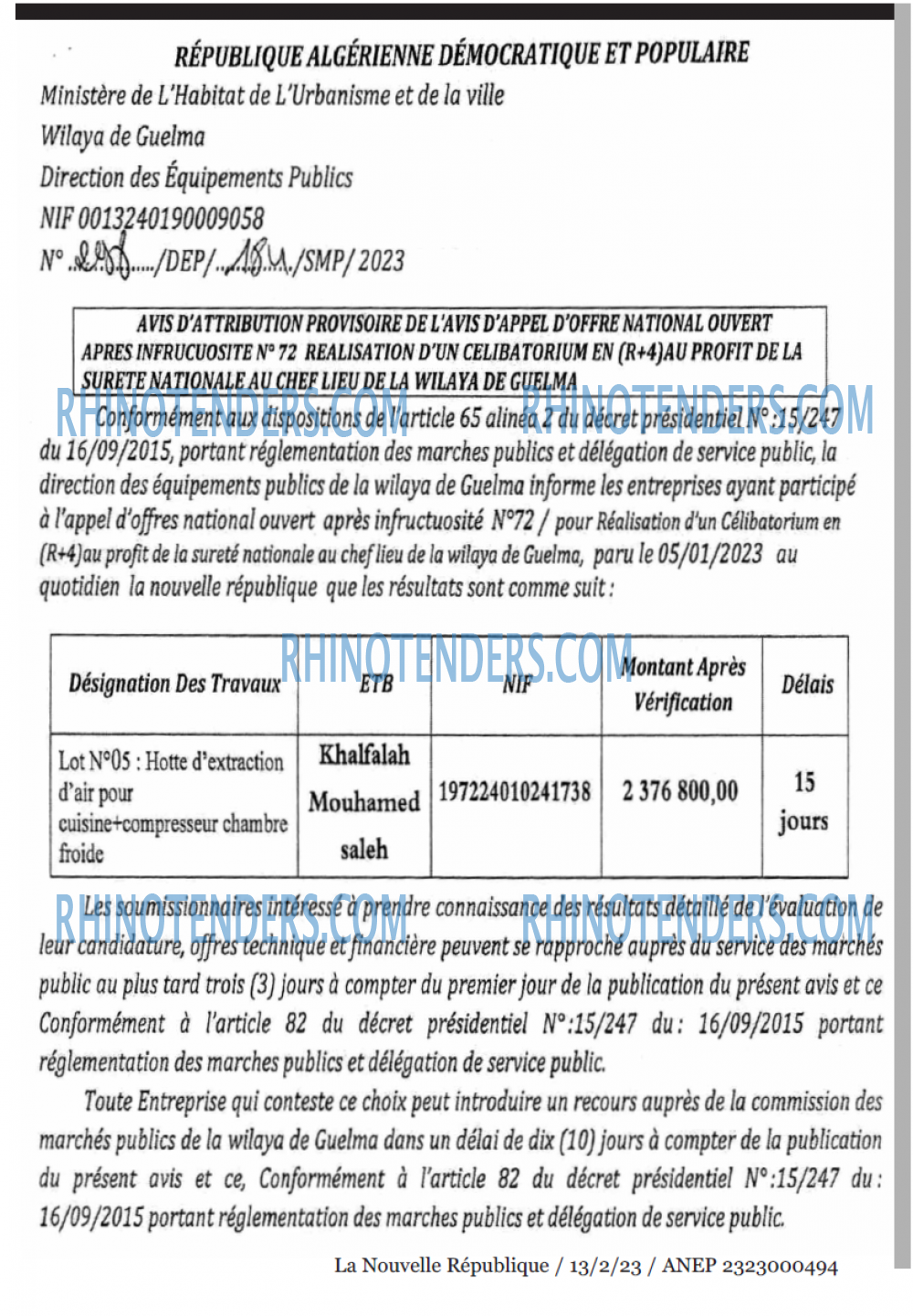 NOUVELLE REPUBLIQUE