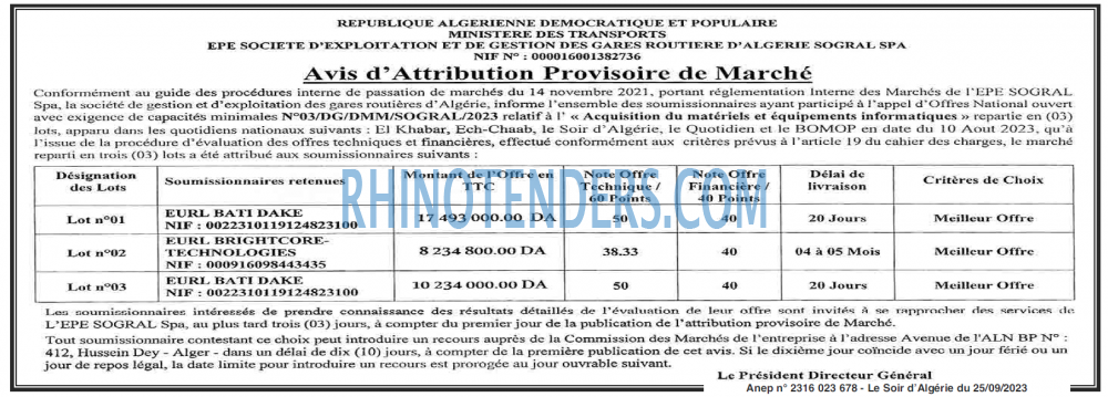 LE SOIR D'ALGERIE