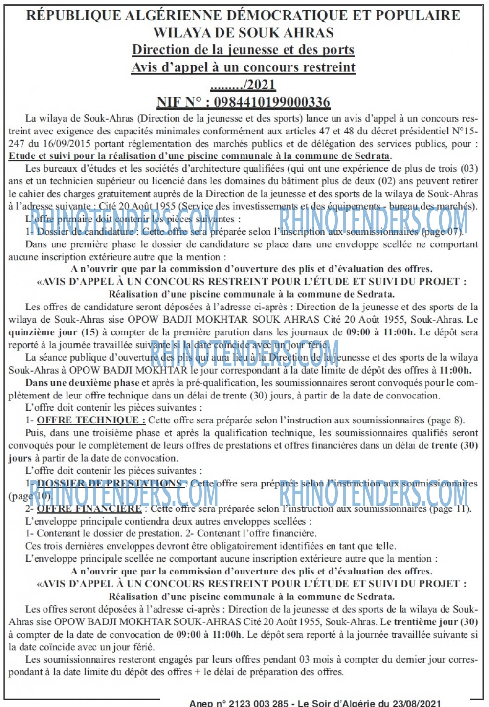 LE SOIR D'ALGERIE