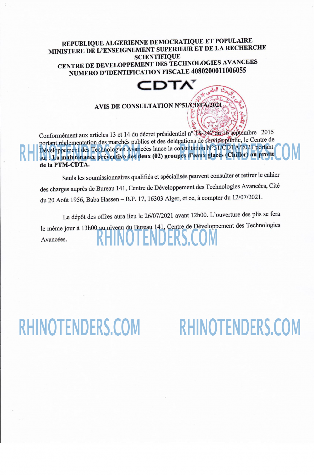 CDTA - Centre De Développement Des Technologies Avancées
