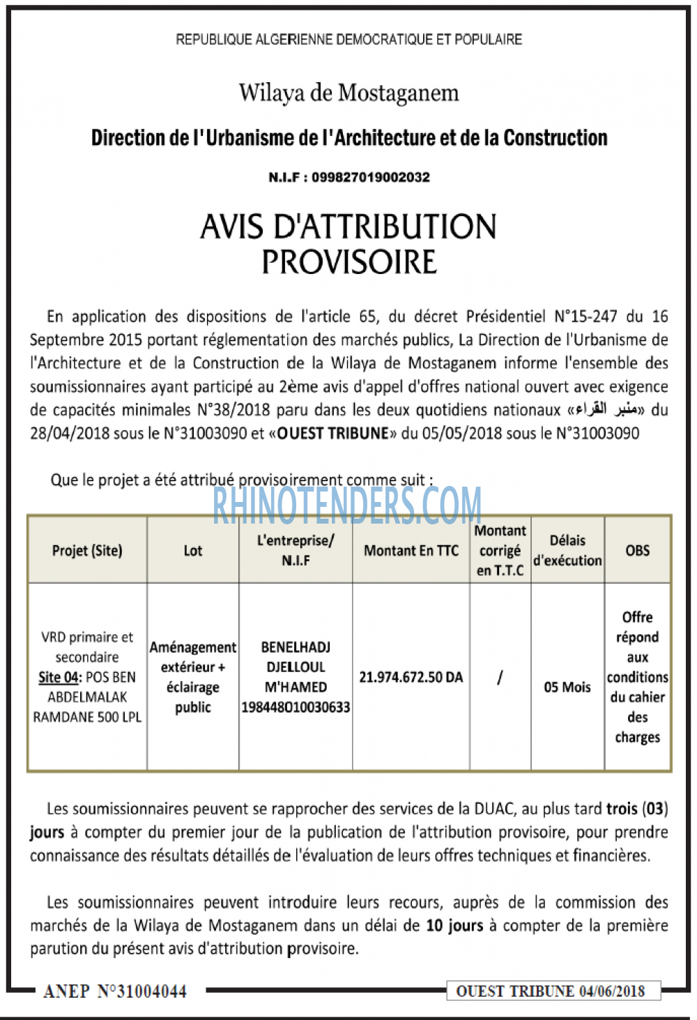 ouest TRIBUNE
