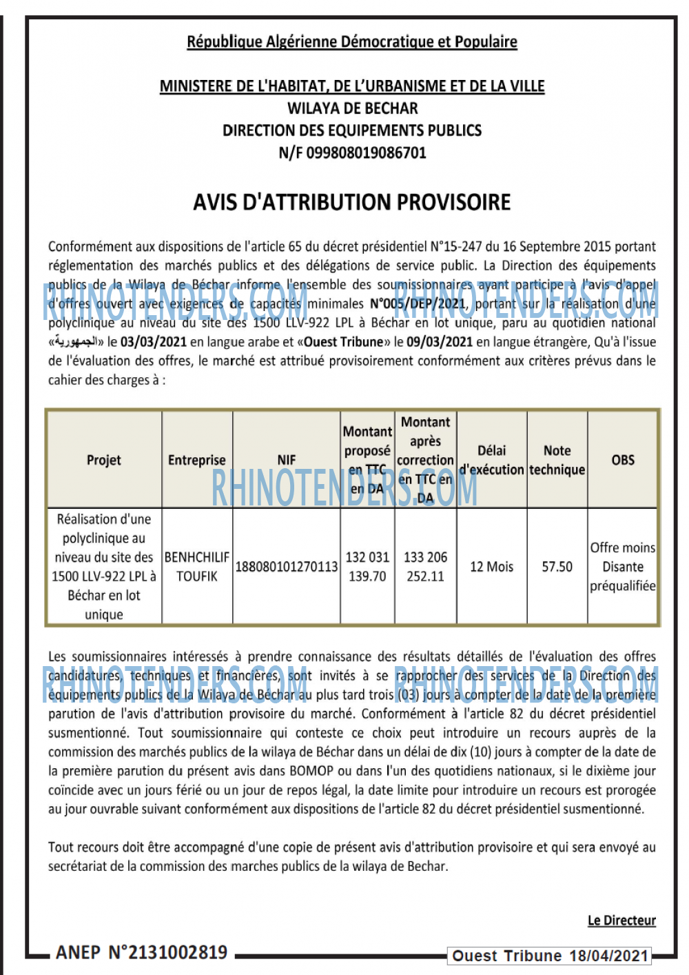 ouest TRIBUNE