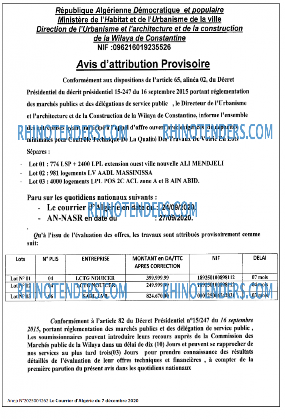 Le Courrier d'Algerie