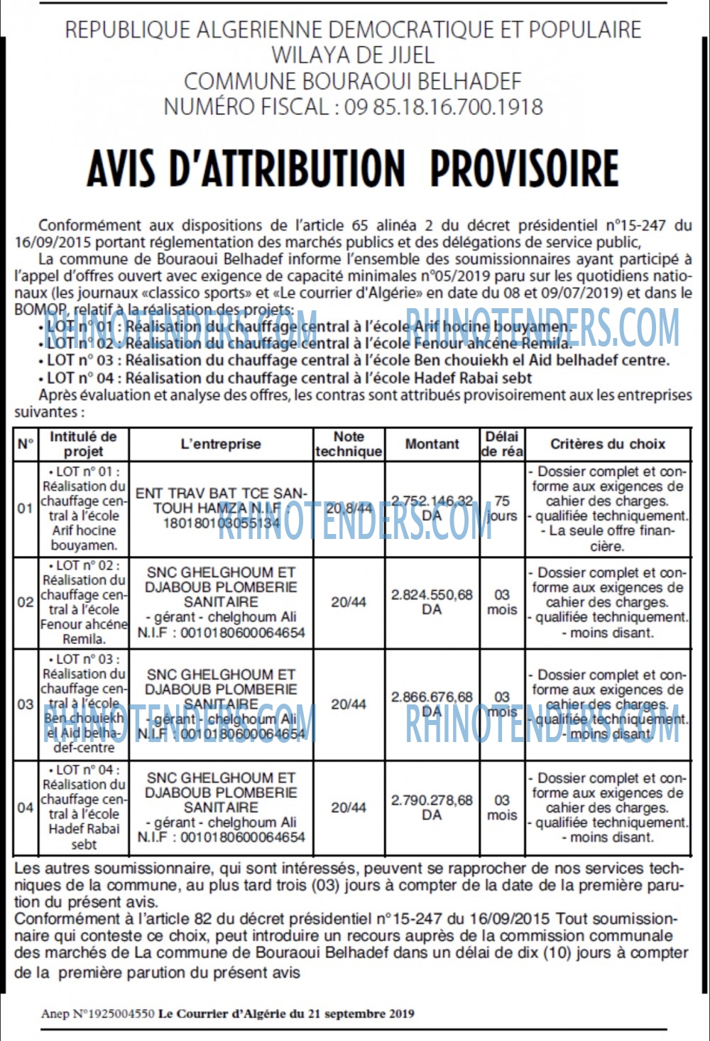 Le Courrier d'Algerie