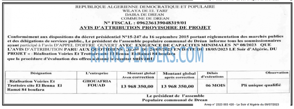 LE SOIR D'ALGERIE